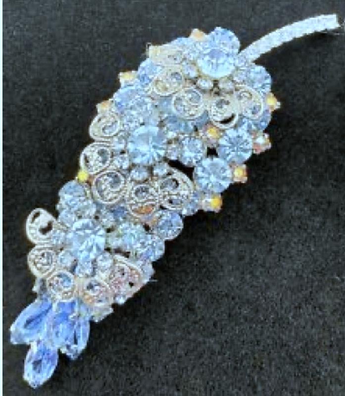 Front view of Blue Navettes Brooch
