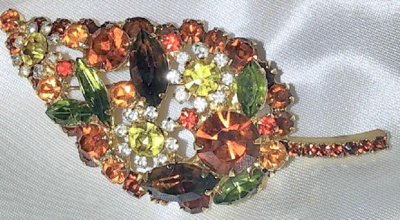 Front view of Fall Navettes Brooch