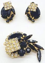 Black (jet) Oval Earrings Clip