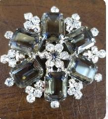 Gray (black Diamond) Emerald Cut Brooch