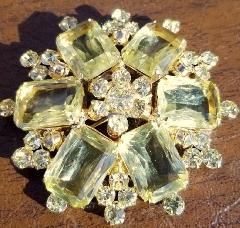 Yellow Emerald Cut Brooch