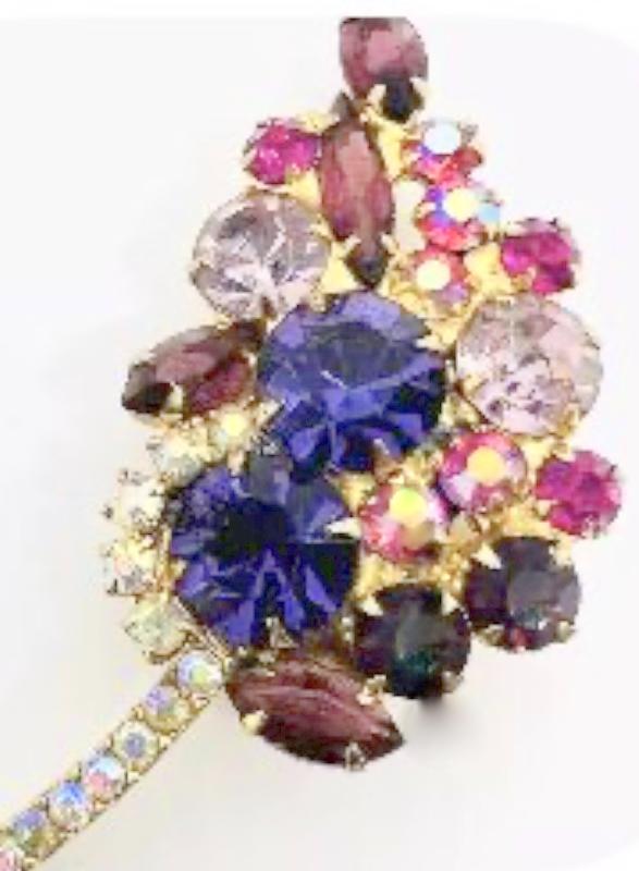 Front view of Multiple Colors Navettes Brooch