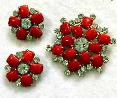 Red Cabochons Brooch