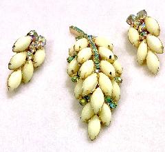 White (chalk Or Milk) Cabochons Brooch