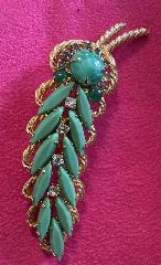 Green Cabochons Spotted Brooch