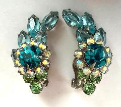 Blue Navettes Earrings Clip