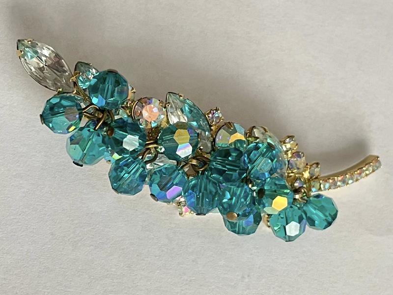 Front view of Clear Navettes Brooch