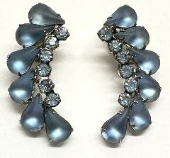 Blue Pear Frosted Earrings Clip