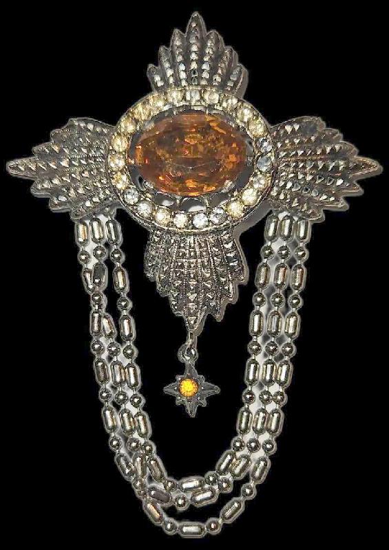 Front view of Topaz Oval Brooch