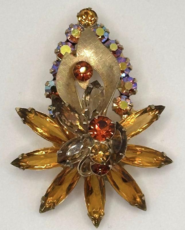 Front view of Topaz Navettes Brooch