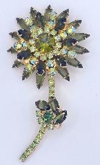 Green Navettes Brooch