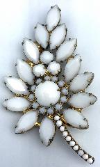 White (chalk Or Milk) Navettes Brooch