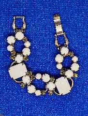 White (chalk Or Milk) Cabochons Bracelet 5 Link