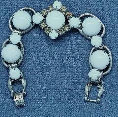 White (chalk Or Milk) Cabochons Bracelet 5 Link
