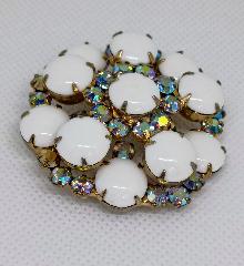 White (chalk Or Milk) Cabochons Brooch
