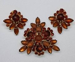 Topaz Cabochons Frosted Brooch