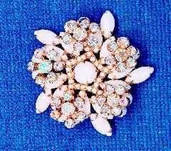 White (chalk Or Milk) Cabochons Brooch