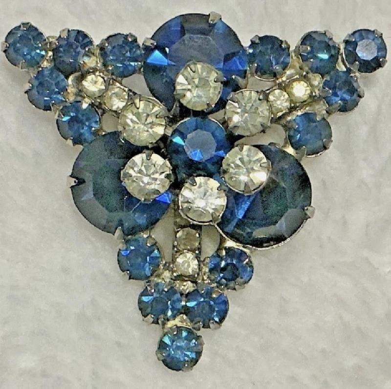 Front view of Blue Chatons Only Brooch