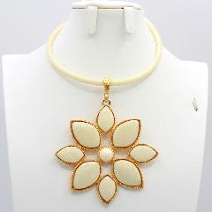 White (chalk Or Milk) Plastic Necklace