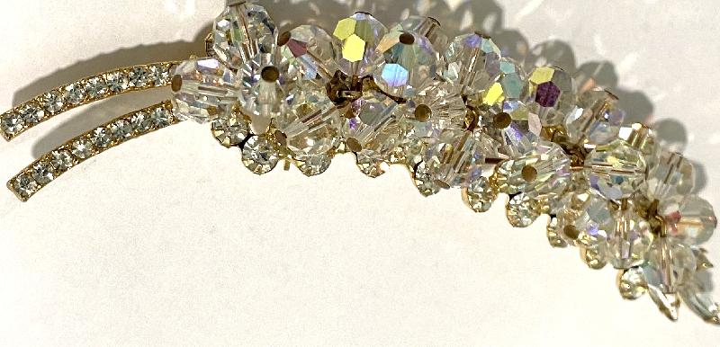 Front view of Clear Navettes Brooch