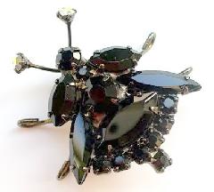 Black (jet) Navettes Brooch
