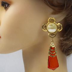 Orange Spear Plastic Earrings Clip