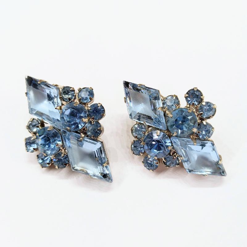 Front view of Blue Diamond Frosted Earrings Clip