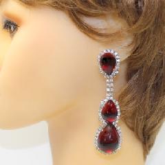 Red Cabochons Earrings Clip
