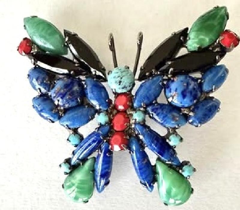Front view of Multiple Colors Cabochons Striped Brooch