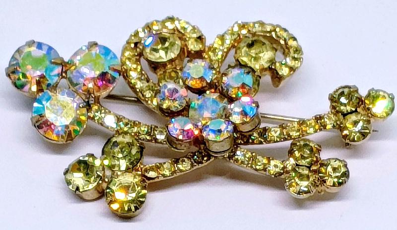 Front view of Yellow Chatons Only Brooch