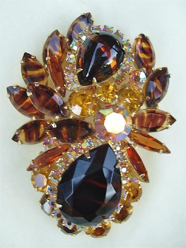 Front view of Topaz Navettes Striped Brooch
