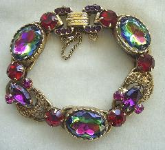 Red Oval Multi-Color/Shaded Bracelet 5 Link