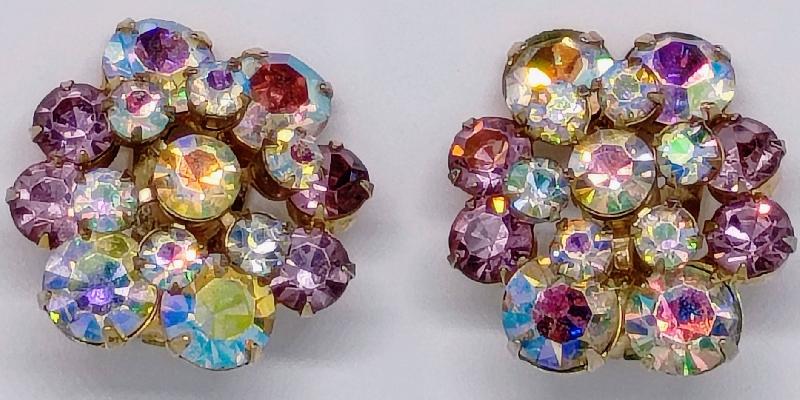 Front view of Purple (cardinal) Chatons Only Earrings Clip