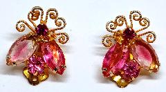 Pink Navettes Givre Earrings Clip