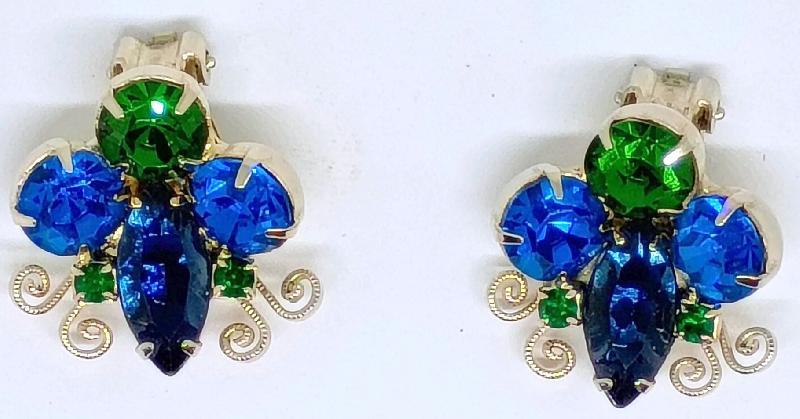 Front view of Multiple Colors Navettes Earrings Clip