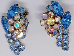 Blue Navettes Earrings Clip
