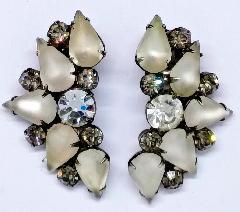 White (chalk Or Milk) Pear Frosted Earrings Clip