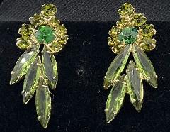 Green Navettes Earrings Clip