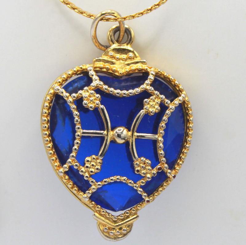 Front view of Blue Heart Plastic Pendant