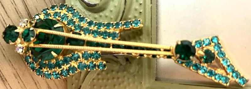 Front view of Green Chatons Only Brooch