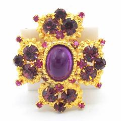 Purple (cardinal) Cabochons Plastic Brooch