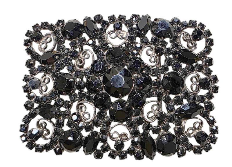 Front view of Black (jet) Navettes Belt Buckle