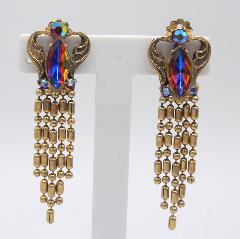 Red Navettes Multi-Color/Shaded Earrings Clip