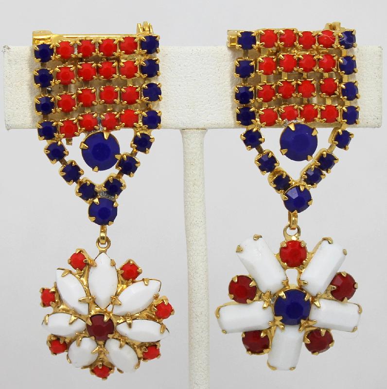 Front view of Patriotic Navettes Brooch