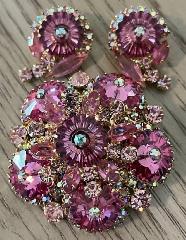 Pink Navettes Rivoli/Margarita Brooch