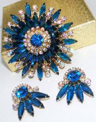 Blue Navettes Earrings Clip