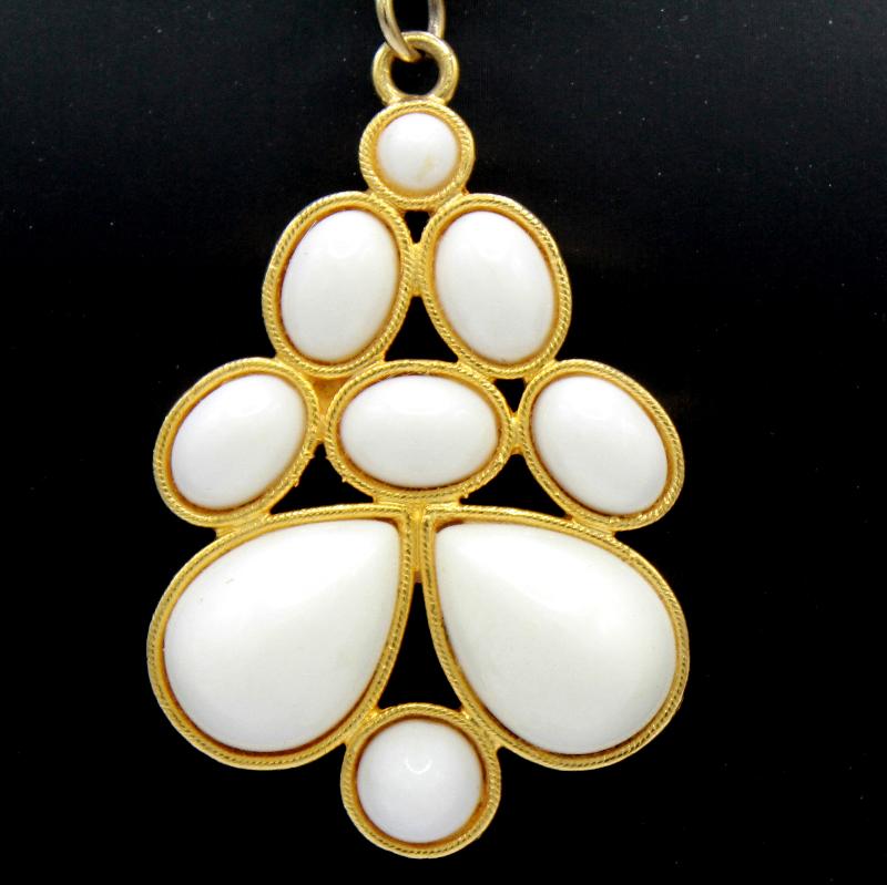 Front view of White (chalk Or Milk) Cabochons Plastic Pendant