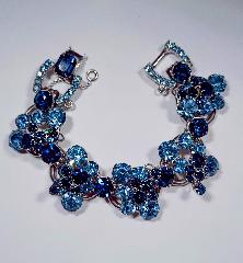 Blue Emerald Cut Bracelet 5 Link
