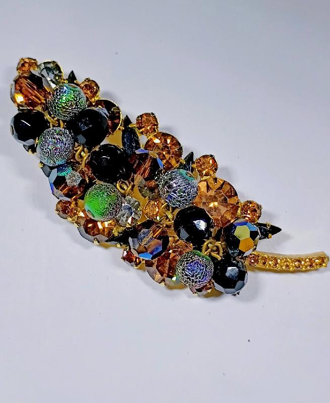 Front view of Topaz Navettes Brooch