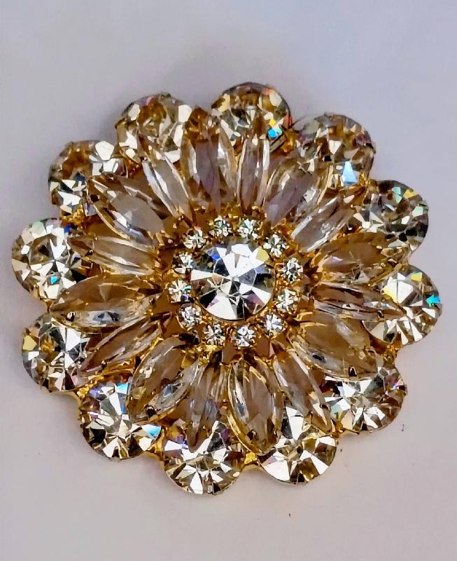 Front view of Clear Navettes Brooch